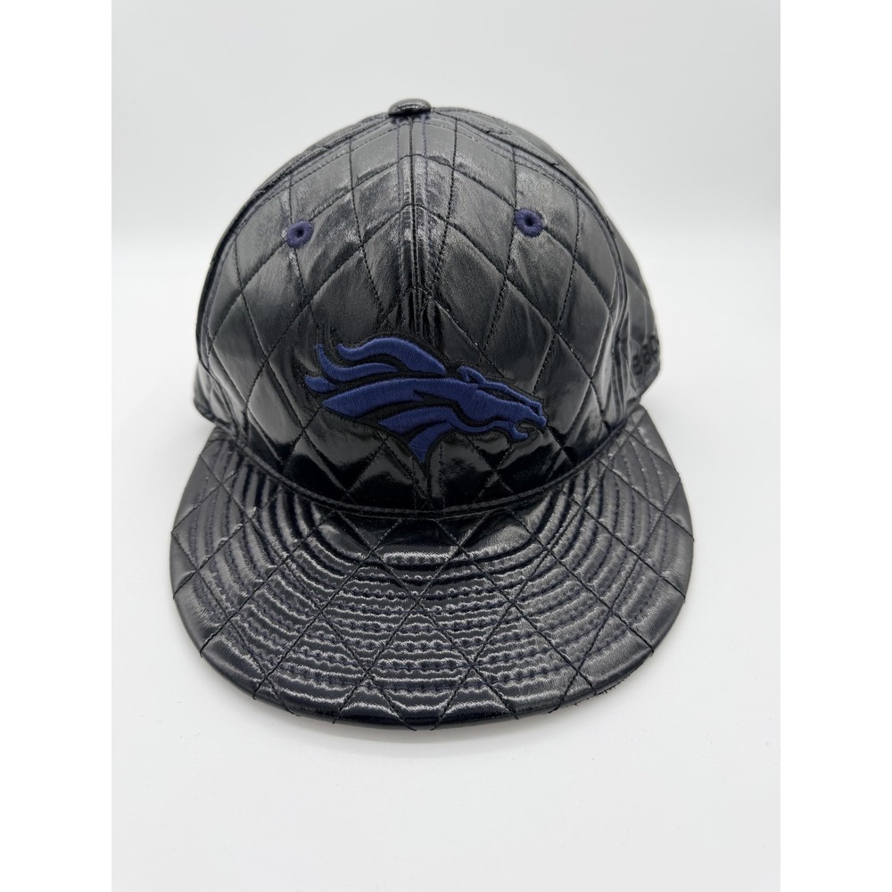 Denver Broncos Hat Cap Fitted Mens 7 1/8 Black Blue NFL Football Reebok Quilted